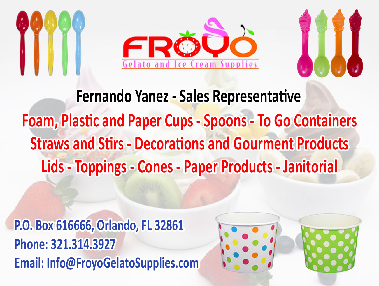 FROYO Gelato and ice cream supplies Newberrys